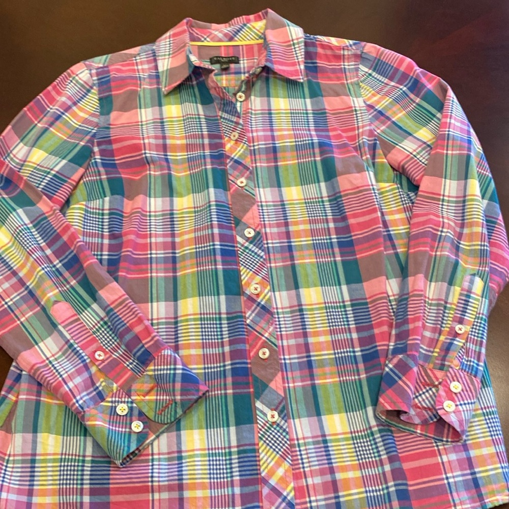 Talbots’s petite button down plaid shirt